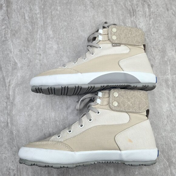 Keds Lace Up High Top Sneakers Tan Canvas Streetwear Casual Shoe Boots Size 7 - Picture 6 of 13